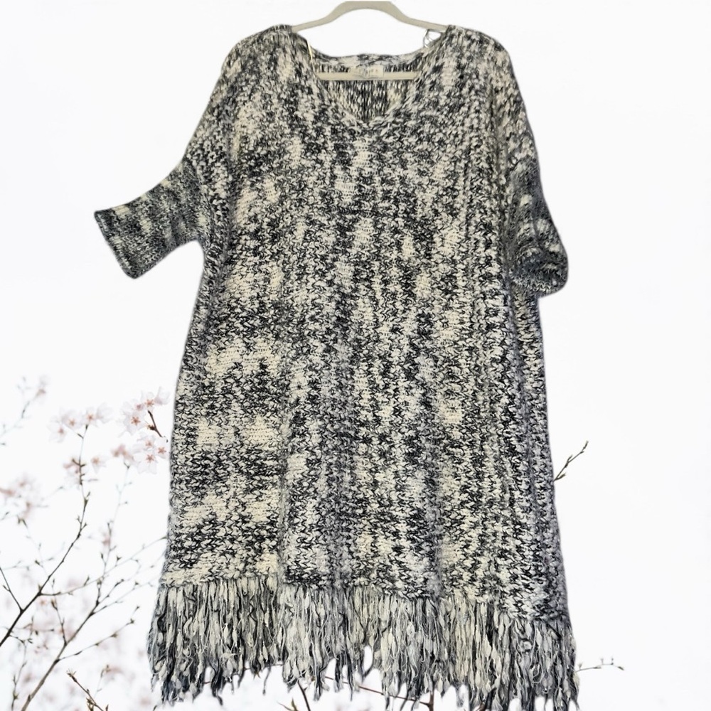 Umgee Plus Black and White Fringe Tunic/Dress NEW - Picture 2 of 5